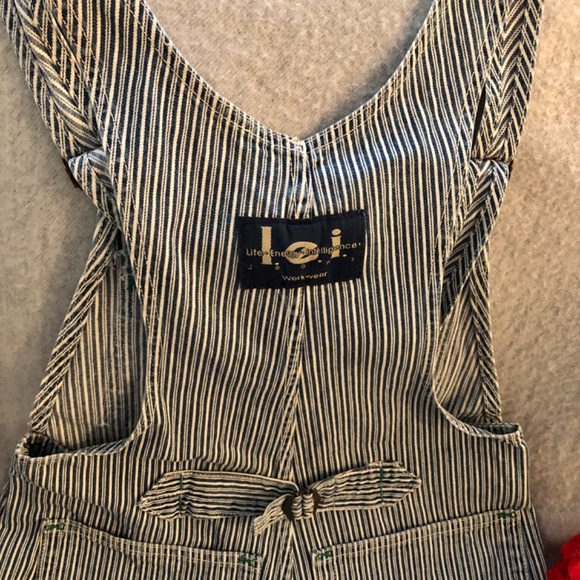 NWOT - Navy & White Stripe Denim Short-Alls - Picture 10 of 16